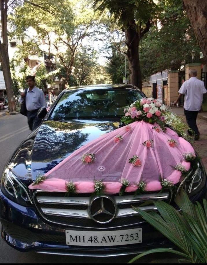 Pink Royal Veil Wedding Car Decoration