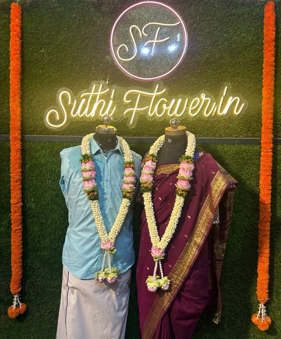 Elegant Pink Rose & Baby's Breath Engagement Garlands (Varmala Set)