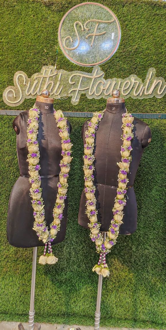 Sophisticated White Rose & Purple Accent Reception Garlands