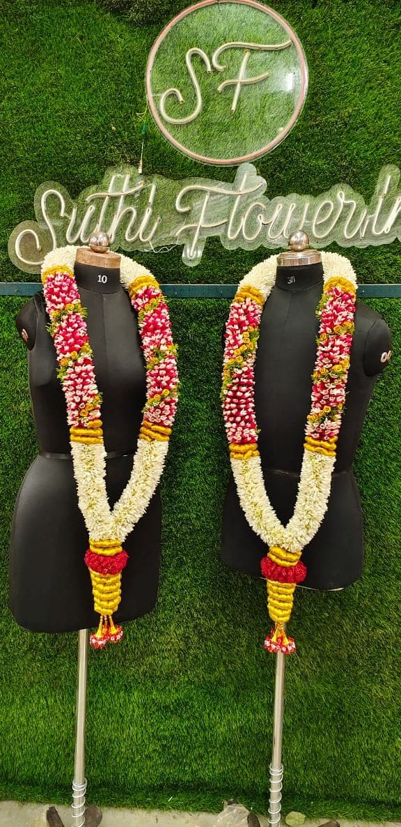 Grand Jasmine & Multi-Flower Wedding Garlands (Varmala Set)