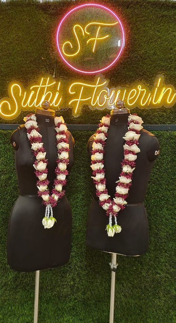 Elegant White Rose & Burgundy Accent Reception Garlands