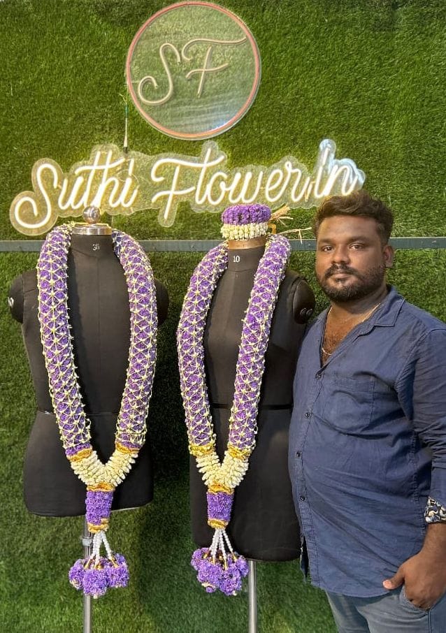 Royal Purple Weave & Jasmine Wedding Garlands (Varmala Set)