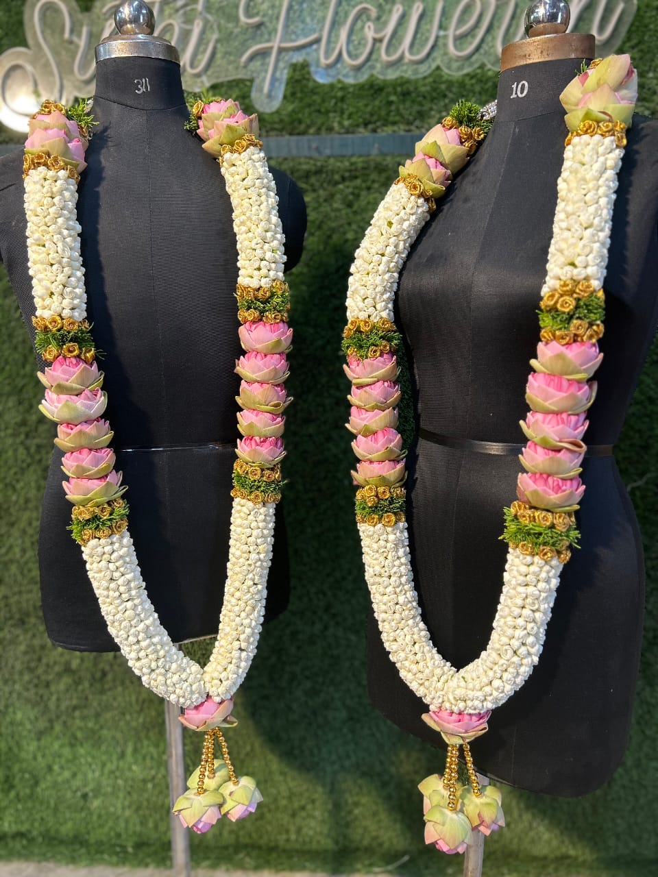 Traditional Jasmine & Lotus Wedding Garlands (Varmala Set)